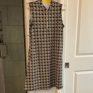 Sleeveless Geometric Pattern Dress - Black and yellow